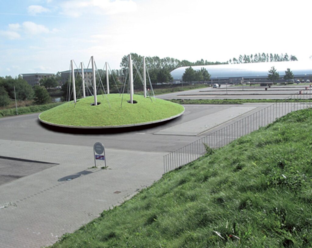 Hoovering Roundabout, 2007, Submitted sketch for the commsion placed in public space at Ballerup Arena (invited contest).
