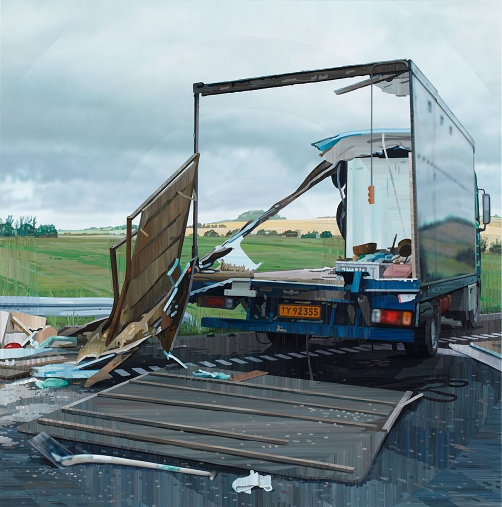 I stykker, 2009, acrylic on board , 175 x 175 cm , Commissioned by Erhvervs- og Byggestyrelsen (Danish Enterprise And Construction Authority)