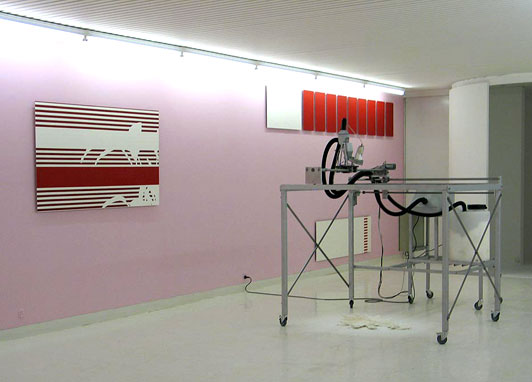 Henrik Menné 80S 2005 candle wax, heat bulb, aluminum variable dimensions (machine 170 x 150 x 120 cm) Jes Wind Andersen all works are from 2005 and alkyd enamel on canvas Henrik Menné 80S 2005 candle wax, heat bulb, aluminum variable dimensions (machine 170 x 150 x 120 cm) Jes Wind Andersen all works are from 2005 and alkyd enamel on canvas