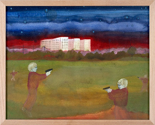 Lærke Lauta Enebarn leger med sig selv 2005 mixed media on paper 30 x 35 cm