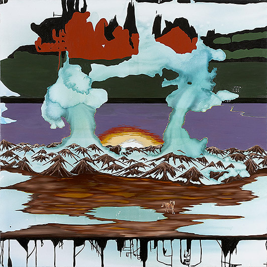 Anders W. Ø. Larsen Mighty 2006 collage, oil and acrylic on canvas 160x160 cm