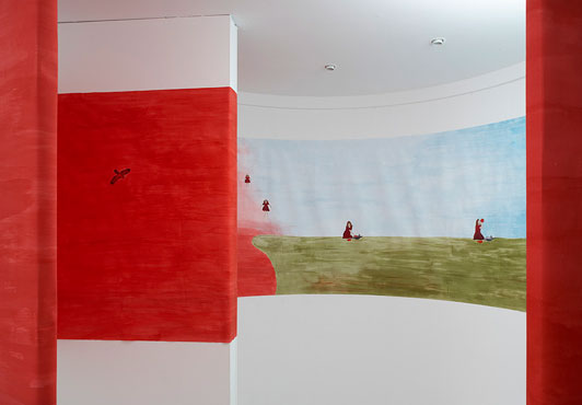 Vibe Bredahl PUNBIRDS PANORAMA 2005 120 x 10000 cm I dag død I morgen rød. Jeg blæser dig luft under vingerne. Du flyver højere end vingerne bær. Purchased by the Danish Arts Foundation in 2007