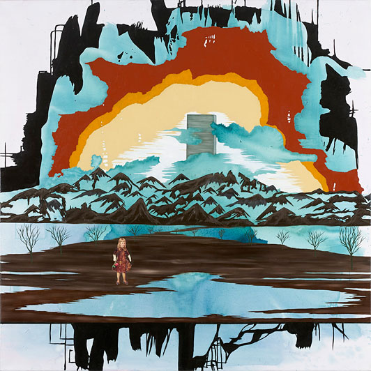 Anders W. Ø. Larsen Wishbone 2006 collage, oil and acrylic on canvas, 160 x 160 cm