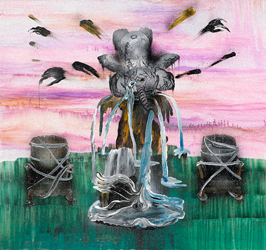 Mie Mørkeberg Untitled 2007 watercolour, spray, alkyd, oil and acrylic on canvas 150 x 160 cm