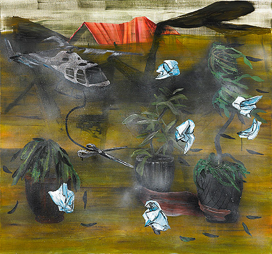 Mie Mørkeberg Untitled 2007 spray, alkyd, oil and acrylic on canvas 150 x 160 cm