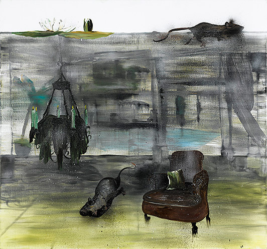 Mie Mørkeberg Untitled 2007 spray, alkyd, oil and acrylic on canvas 150 x 160 cm