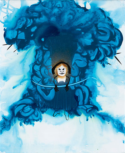 Kathrine Ærtebjerg Hun søgte ly 2005 oil, spray, acrylic on canvas 45 x 55 cm