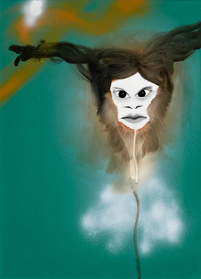 Kathrine Ærtebjerg Hun flød ud 2005 oil, spray, acrylic on canvas 45 x 55 cm