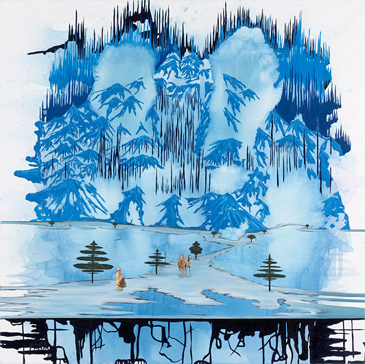 Anders W. Ø. Larsen Fainted Passage 2006 collage, oil and acrylic on canvas 160 x 160 cm