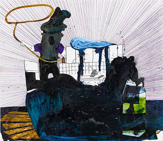 Mie Mørkeberg The Lasso 2007 crayon, Indian ink and white acrylic on paper 71 x 81 cm