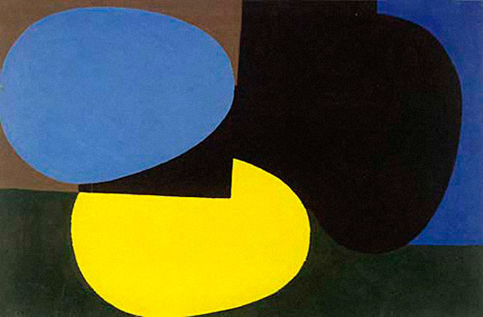 Ib Geertsen Komposition over standard-former 1950 oil on cardboard 43 x 65 cm