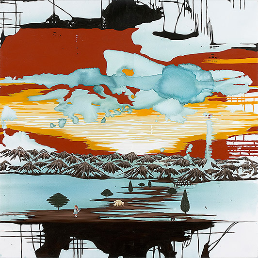 Anders W. Ø. Larsen Message 2006 collage, oil and acrylic on canvas 160 x 160 cm