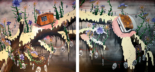 Krista Rosenkilde Cream Tree 2006 acrylic and spray on canvas 150 x 150 cm - 150 x 150 cm