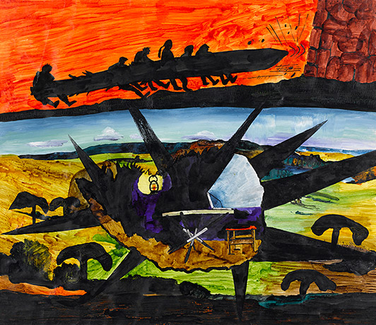 Mie Mørkeberg Med pigge 2007 Indian ink and oil on paper 70 x 81 cm