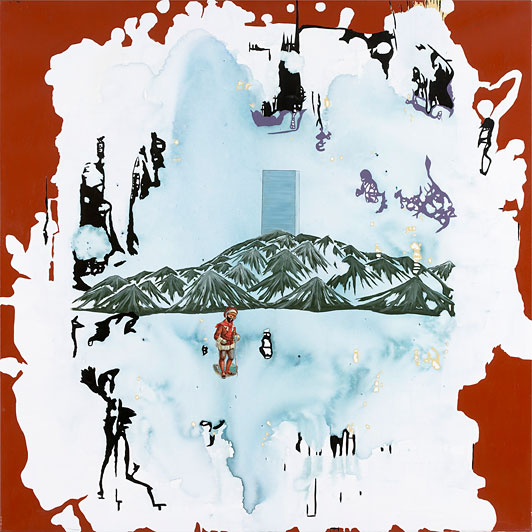 Anders W. Ø. Larsen The Old Walk 2006 collage, oil and acrylic on canvas 160 x 160 cm