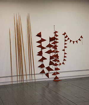 Martine Myrup Untitled (javelins) 2009 lacquered wood 9 parts 260 x 3 cm Ø