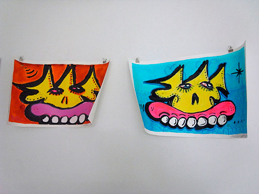 Both works are: Sweet Toof and Tek33 U.T. 2009 mono type, hand coulored by the artists 40 x 60 cm By Sweet Toof and James Jessop/Tek33
