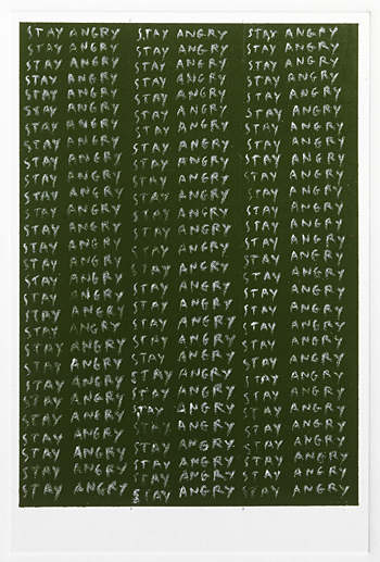 Christian Vind Stay angry 2008 chalk on shellac 26,4 x 18 x cm from Ekstrakt 1