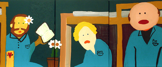 Harry Pye Stir Crazy 2007 acrylic on canvas 50 x 120 cm (total dimension of the three elements)
