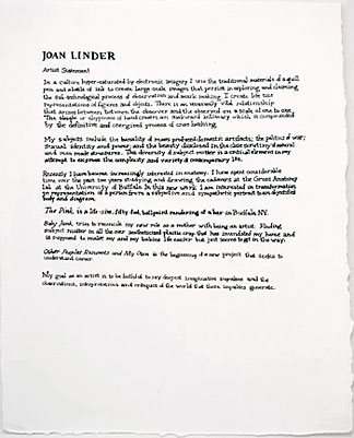 Joan Linder Statement 2008 ink on paper 29,21 x 22,23 cm