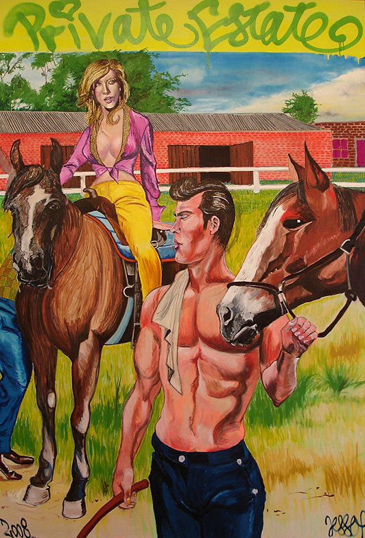 James Jessop Private Estate 2008 oil, acrylic and Montana spray paint on canvas 250 x 171 cm