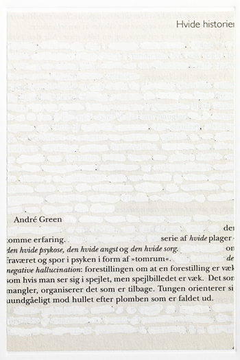 Christian Vind: Hvid Psykose 2008 Wite-Out on book page mounted on paper 26,4 x 18 cm from Ekstrakt 1