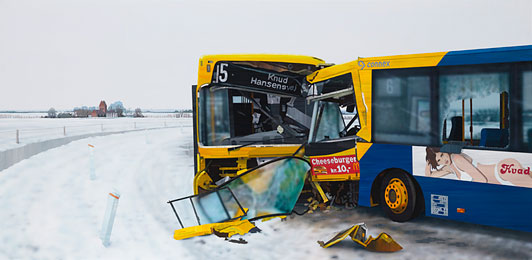 Allan Otte: Smadret (Crashed). 2007, acrylic and alkyd on board 122x250 cm