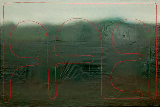 Marie Søndergaard Lolk Untitled 2011 acrylic and spray on board 80 x 120 cm Galleri Tom Christoffersen, 2011