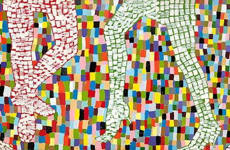 John Davidsen.18 Dameben (detail). 1967, acrylic on masonite, 2 x 30,5 m.