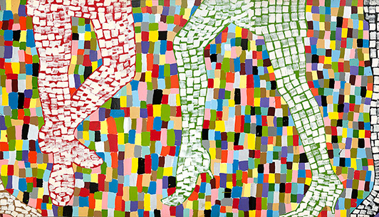 John Davidsen.18 Dameben (detail). 1967, acrylic on masonite, 2 x 30,5 m.