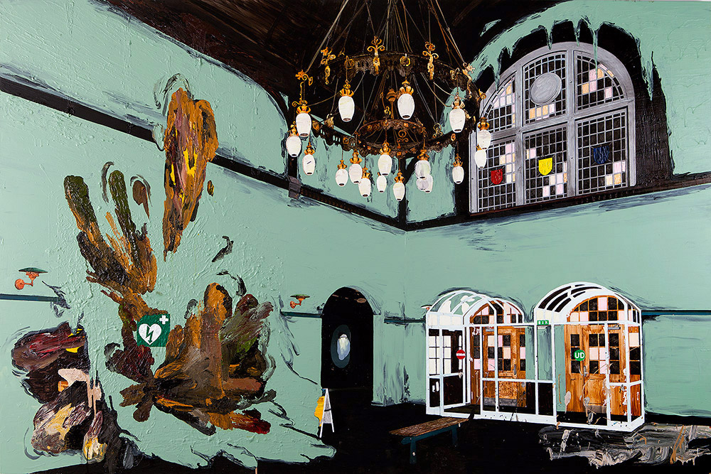 Mie Mørkeberg: untitled (Esbjerg Banegård). 2012, oil on board,124 x 150 cm