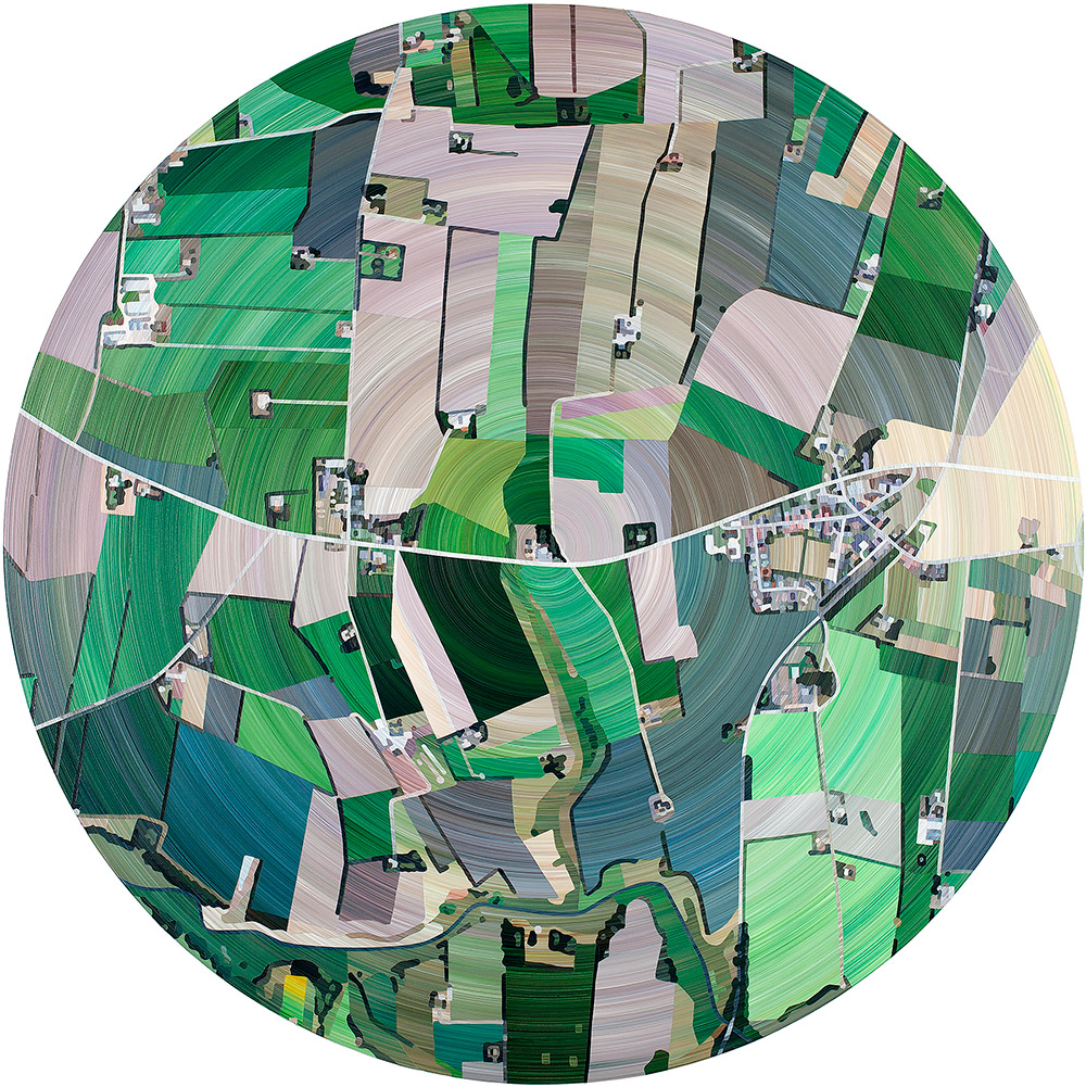 Allan Otte Vertikalt landskab – verdens navle (cirkelformat) 2012 acrylic on board Ø 112,8 cm (1m2)