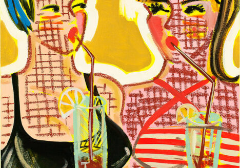 Ella Kruglyanskaya: Girls with Beverages. 2012, oil and oil bar on canvas, 63,5 x 76,2 cm