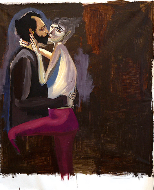 Nike Åkerberg: Selfportrait with man. 2013, akryl på lærred, 216 x 198 cm