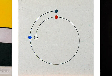 Christian Skeel: Thomas Scheel - arkitekt. 2012-13, 1. Akryl på lærred / 2. Akryl og print på lærred / 3. Olie på lærred - 3 x (40 x 40 cm).