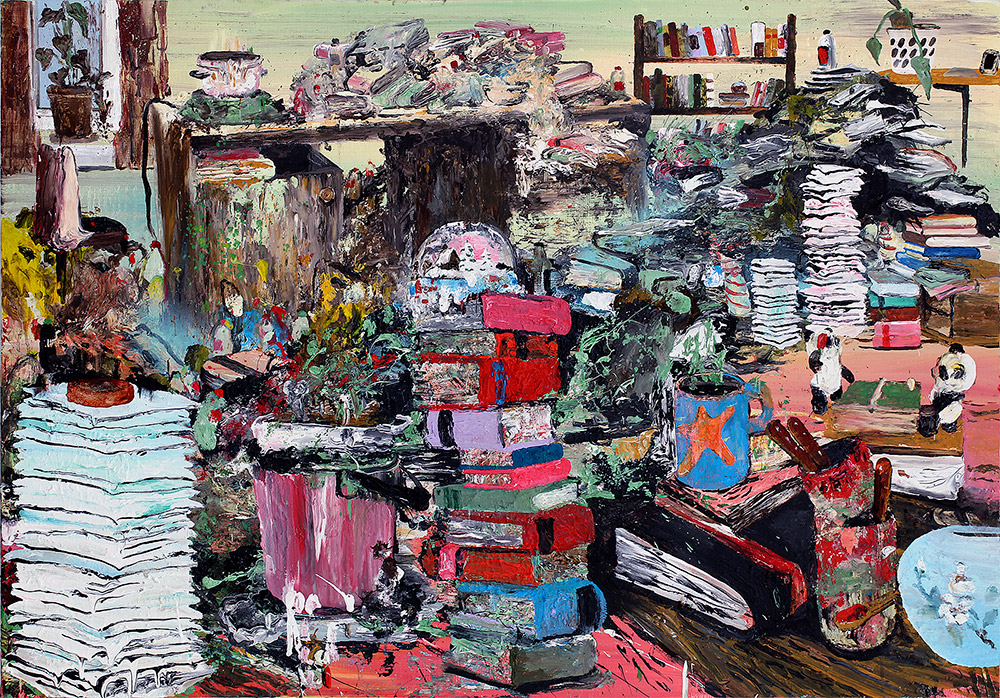 Mie Mørkeberg: Uden titel (Vakuum). 2013, olie og akryl på lærred, 90 x 130 cm