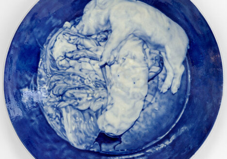 Allan Otte. Uden titel, 2013, glaseret stentøj, Ø 100 cm