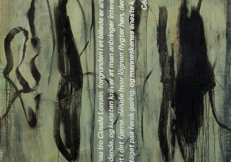 Claus Carstensen: Ophæng og Høring. 1989-90, olie på lærred, 170 x 200 cm
