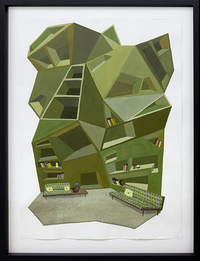 Krista Rosenkilde Sick Room 2010 gouache på papir 90 x 69 cm