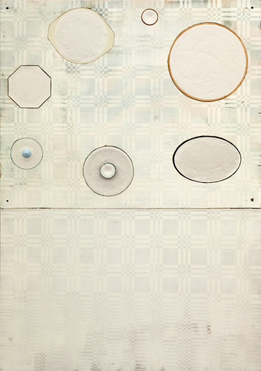 Marie Søndergaard Lolk Untitled 2011 acrylic, wood glue, spray and mixed media on board 95 x 66 cm Galleri Tom Christoffersen, 2011