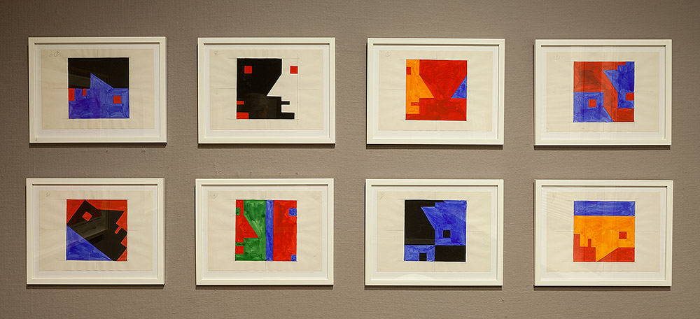 Albert Mertz Uden titel 1990 Gouache på papir 8 elementer á 28 x 36 cm (rammemål)