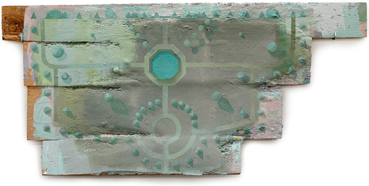 Marie Søndergaard Lolk Untitled 2011 acrylic and wood on MDF 42 x 90 cm Galleri Tom Christoffersen, 2011