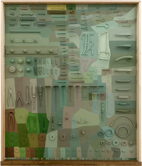 Marie Søndergaard Lolk Untitled 2011 acrylic wood and mixed media on board 127 x 108 cm Galleri Tom Christoffersen, 2011