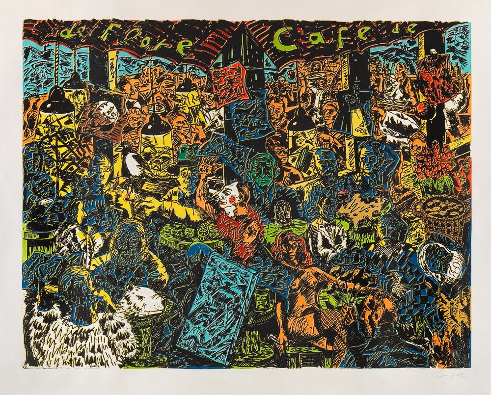 Jörg Immendorff: Café de Flore Nr. 1. 1991, Linocut, 180 x 240 cm, ed. 12