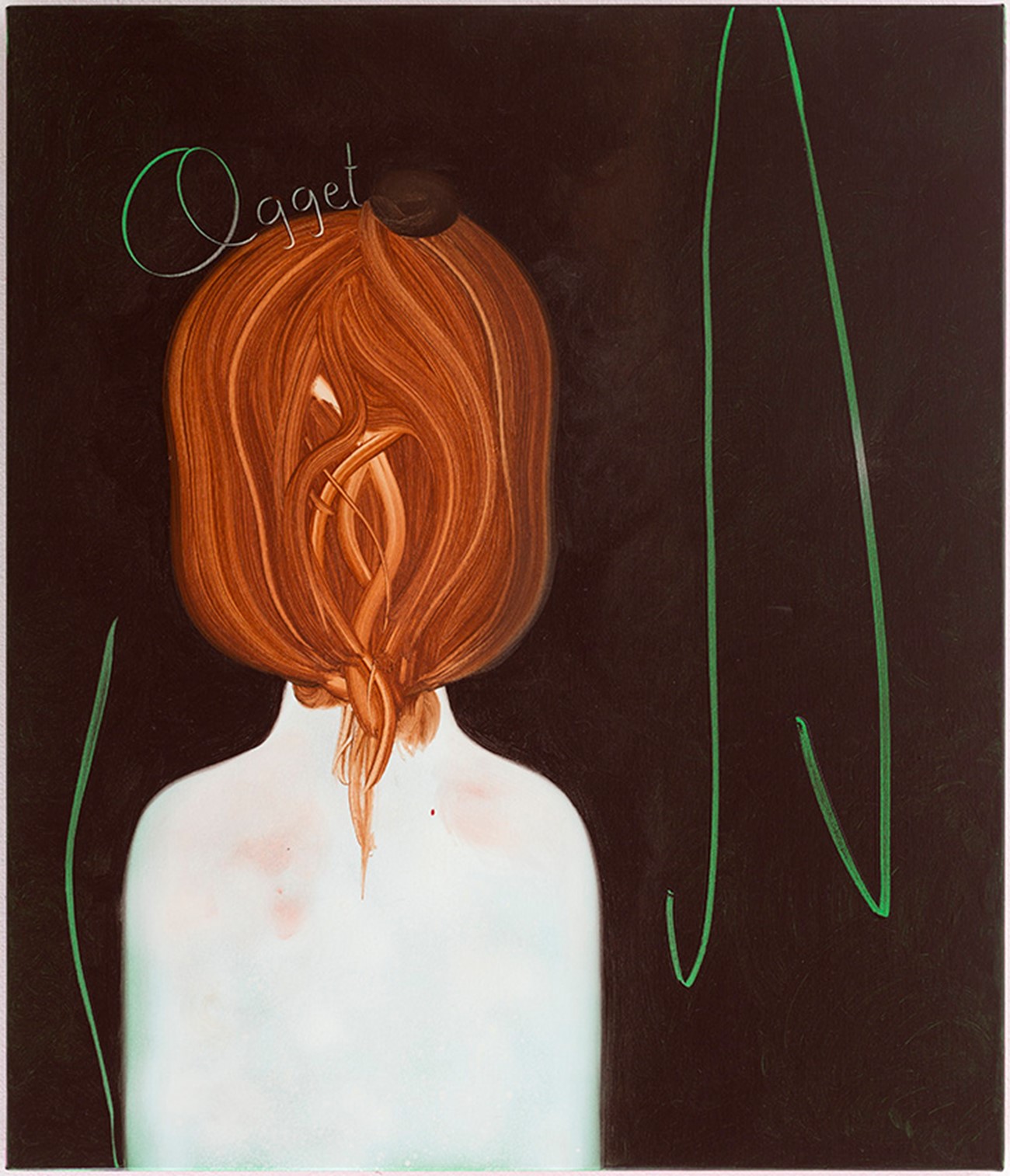 Kathrine Ærtebjerg: Ægget, 2015 Oil, acrylic and spray on canvas 70 x 60 cm