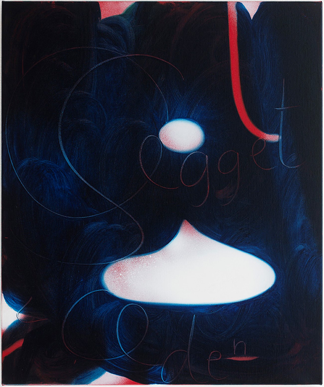 Kathrine Ærtebjerg: Ægget, sæden, 2015 Oil, acrylic and spray on canvas 60 x 50 cm
