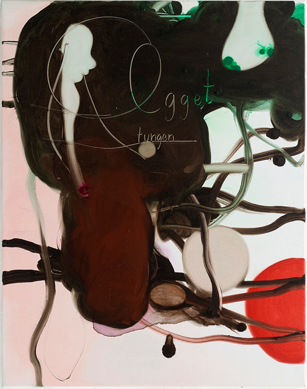 Kathrine Ærtebjerg: Ægget, tungen, 2015 Acrylic and oil on canvas 70 x 55 cm