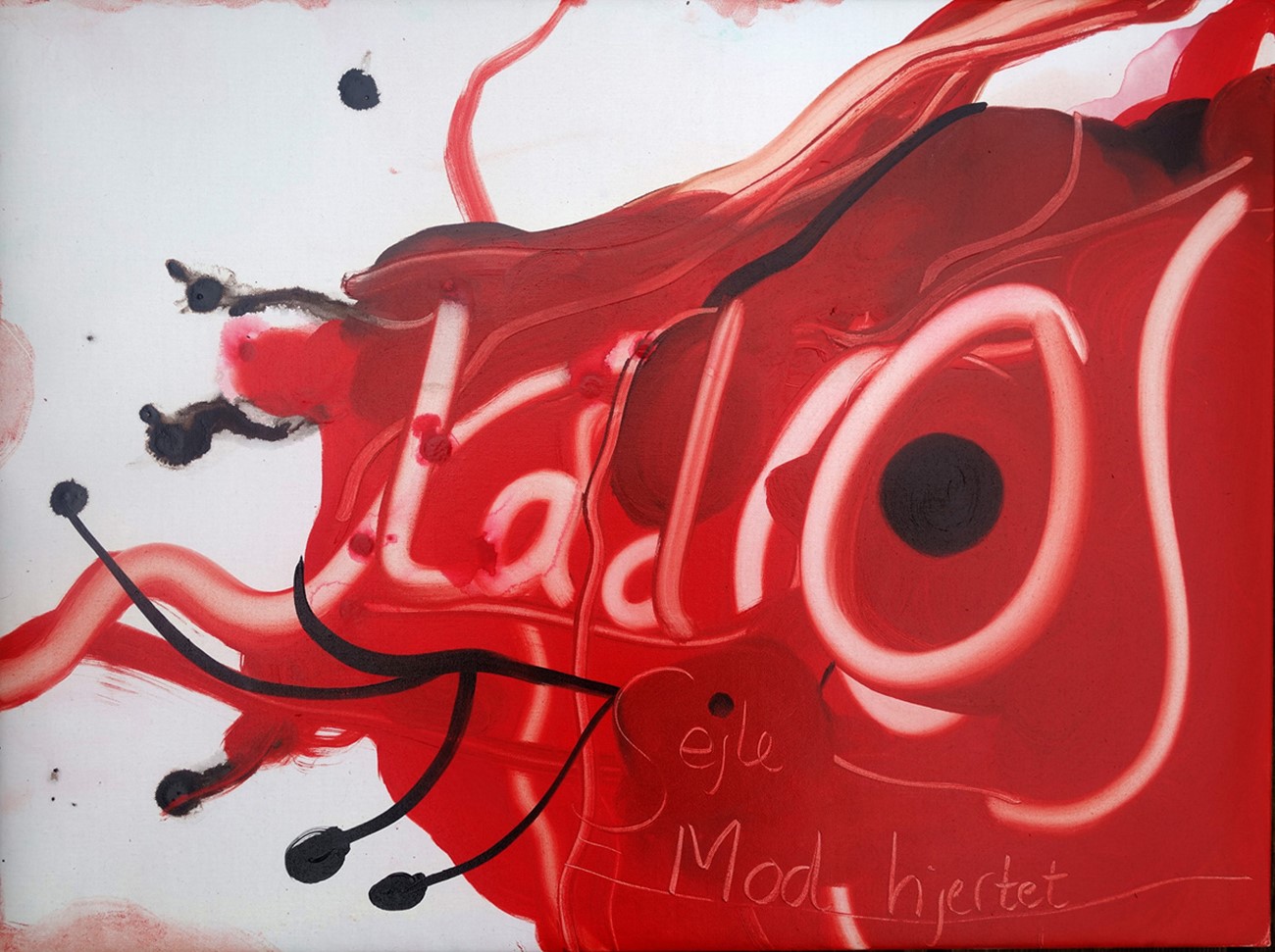 Kathrine Ærtebjerg: Lad os sejle mod hjertet. 2015, 45x60 cm, akryl og olie på lærred.