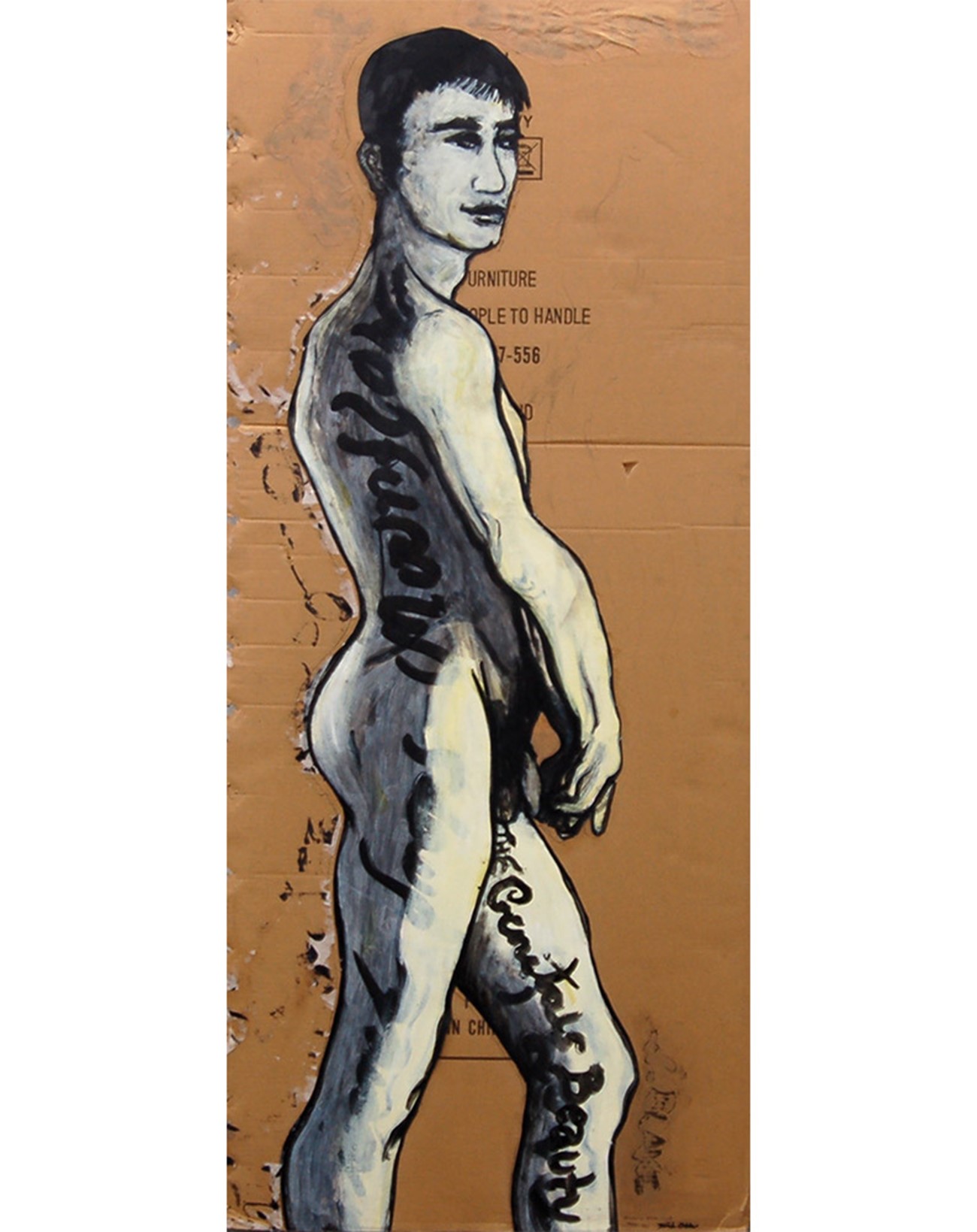 Model (w. quote by Blake), 2015, Acrylic, paper and cardboard, 160h x 69w cm, Knud Odde: Model (w. quote by Blake), 2015, Acrylic, paper and cardboard, 160h x 69w cm