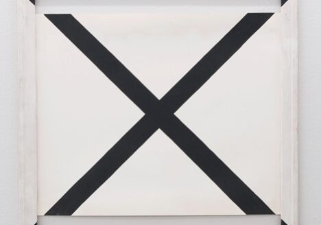 Albert Mertz: Brudt Kryds, Albert Mertz: Brudt Kryds. Oil on cardboard and wood, 70x70 cm, 1978